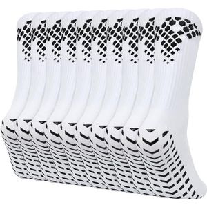 ouhos 5 paar voetbalsokken voor heren, 43-46, antislip, voetbalsokken, sportsokken, voetbalsokken, basketbalsokken, wit