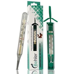 Behler - Professionele handmatige Galliumthermometer - Nauwkeurige aflezing zonder batterijen - Medisch en thuisgebruik - kwikvrij - Thermometers, Inclusief Vergrootglas en Schudkoker