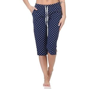 Normann Damespyjama, capri-broek, 3/4-lang, perfect te combineren, Punten_marine, 40/42