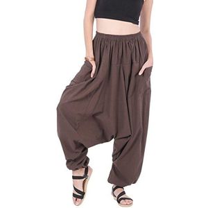 Whitewhale Mannen Vrouwen Katoen Baggy Hippie Boho Gypsy Aladdin Yoga Harembroek, donkerbruin, One size