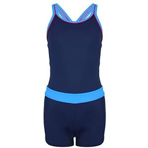 Aquarti Meisjes Sportbadpak Shortybadpak met Racerback, Donkerblauw/blauw, 134