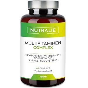 MULTIVITAMINEN EN MINERALEN - Multivitamine A-Z 29 Actieve Vestanddelen - Vrouwen Mannen - Vitaminen A B C D E K, L-cysteïne, Q10 en 9 mineralen - 60 veganistische Capsules Nutralie