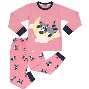 A2Z 4 Kids Meisjes Pyjama Kinderen PJS 2 Stuk Maan & Wasbeer Afdrukken - PJS 212 Raccoon Baby Pink_2-3
