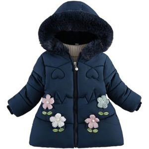 Kinderdonsjack Ultrazachte geïsoleerde jassen Kinderen Warme winterkleding Jongens Meisjes Lichtgewicht gewatteerde bovenkleding Winddichte capuchon Winterjassen Jas for jongens en meisjes(Navy BLUE,2