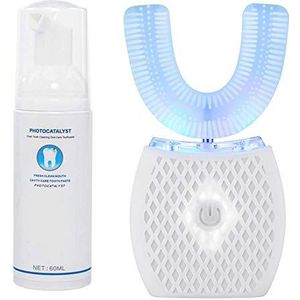 Ultrasone tandenborstel, automatische tandenborstel, geluid, tandenborstel met timer, 360 graden ultrasone elektrische tandenborstel voor volwassenen, draadloos opladen (wit, 1)