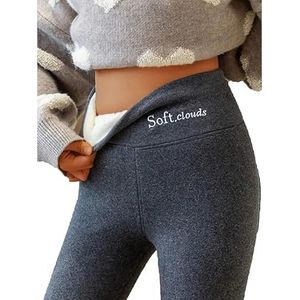 Soft Clouds Fleece Leggings for Women Winter, Casual Warm Winter Solid Pants, Soft Clouds Fleece Lined Leggings (M,Dark Gray)