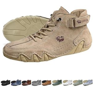 Handgemaakte Suede Hoge Laarzen - Outdoor Unisex Beck Schoenen Explorer Waterdicht Lichtgewicht Chukka Laarzen Antislip Ademend Casual Sneakers for Wandelen Kamperen en Rijden (Color : Khaki, Size :