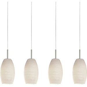 EGLO hanglamp BATISTA 3, 4-lamps hanglamp, hanglamp van staal, kleur: nikkel-mat, glas: geveegd, wit, fitting: E27