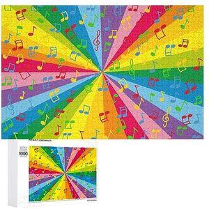 Muziek Noten met Kleurrijke Grappige Jigsaw Puzzel Houten Foto Puzzel Gepersonaliseerde Aangepaste Gift Voor Mannen Vrouwen 300/500/1000 Stuk