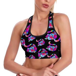 Kleurrijke Kat Vrouwen Tank Top Sport BH Yoga Workout Vest Atletische BH's