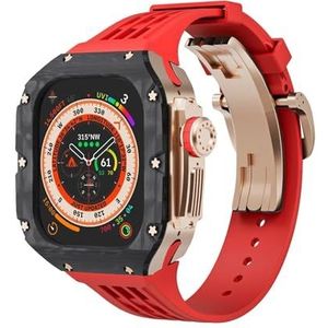 INSTR Voor Apple Horloge Ultra2/ultra 49mm Modificatie Kit Carbon Fiber Case band voor iwatch Serie 9 8 7 SE 6 5 4 45mm 44mm(Color:Orange 3,Size:For iwatch45mm)