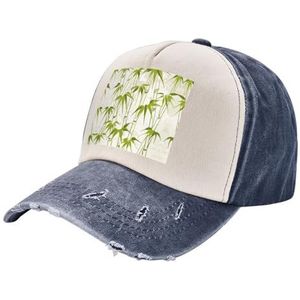 TyEdee Groene bamboe natuur plantenprint verstelbare papa hoed, veelzijdige honkbalpet, outdoor hoed voor dames, cadeau voor Vaderdag, Donkerblauw, Eén Maat