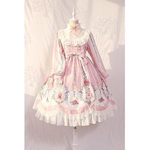 Lolita jurk zoete lolita kooi droom strikje op lange mouwen jurk Retro Victoriaanse jurk Kawaii Girl Gothic Lolita (niet Alice)