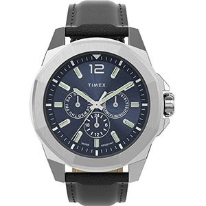 Timex Essex Avenue multifunctioneel 44mm TW2V43200VQ quartz horloge, Zwart/Zilver-Tone/Blauw