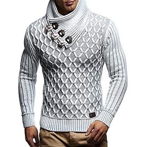 Wintertrui, Herfst Winter Turtleneck Trui Heren Slim Gebreide Vintage Pullover(White,L)