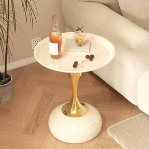 ZYBOWAYL Modern accent bijzettafel, elegante salontafel Ø40cm/15,7 inch ronde bijzettafel drinktafel voor bank stijlvol ontwerp nachtkastje metalen frame voor slaapkamer woonkamer decor (kleur: