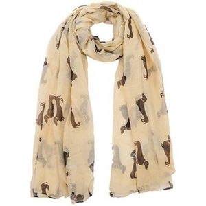 World of shawls Mopshond, teckelhonden, Spaniel hond, Jack Russell print sjaal - alle seizoenen mooie zachte sjaal wraps sjaal sjaals, Crème, 100 x 180 cm