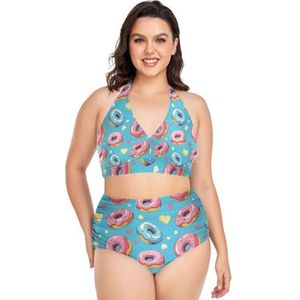 Sugar Polka Dots Love Heart Vrouwen Bikini Sets Plus Size Badpak Twee Stukken Hoge Taille Strandkleding Meisjes Badpakken, Pop Mode, XL