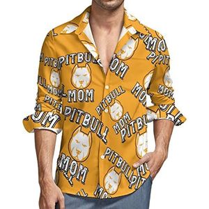Pitbull Mama Overhemd voor heren, button-down shirt met lange mouwen en V-hals, casual regular fit tops