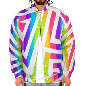 Regenboog Spiraalvormige Patroon Grappige Mannen Baseball Jacket Gedrukt Jas Zachte Sweatshirt Voor Lente Herfst
