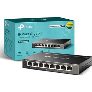 TP-Link Managed Network Switch 8-Port Gigabit, Support QoS VLAN IGMP Snooping, Network Monitoring through Web Interface, 3.68 W(TL-SG108E), Black