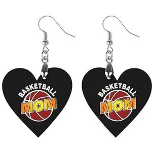 Basketbal Moeder Leuke Hartvormige Hanger Oorbellen Voor Vrouwen Lichtgewicht Houten Oorbellen Mode-sieraden Geschenken
