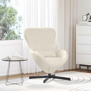 KTHLBRH Eierfauteuil, crèmekleurig, fluweel, modern, draaibaar, met zacht fluweel en ergonomische ondersteuning