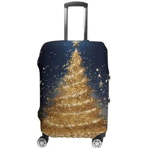 DJUETRUI Reisbagagehoes Wasbare Koffer Cover Gouden Glitter Kerstboom Mode Koffer Protector Carry On Bagage Covers Protector Koffer Past 19""-32"" Bagage, Gouden Glitter kerstboom, S