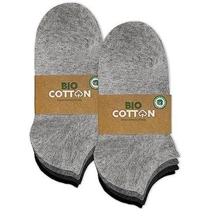 mehrstrumpf 8/12 paar kinderen 100% biologische teelt sneakersokken zonder naad huidvriendelijk katoen (model: Biolivia), 8 paar (multi-grijs), 35/38 EU