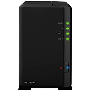 Synology DS218PLAY 24TB 2 Bay NAS-oplossing | uitgerust met 2 x 12TB Seagate IrownWolf rijdt