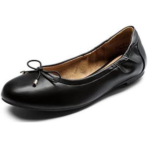 DREAM PAIRS Klassieke platte ballerina's voor dames, elegant, met geknoopte strik, zwart, 36 EU