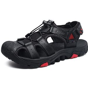 EKsma Heren sandalen, outdoor sport wandelen sandalen gesloten teen sandalen zomer strand visser water sandalen, Zwart, 39 EU