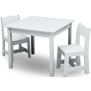 Delta Children TT89601GN-026 tafel en stoelen, hout, kleurrijk, 60 x 60 x 44 cm 60 x 60 x 44 cm wit