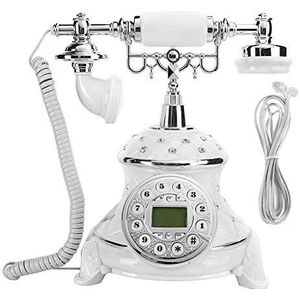 VDLLQYN, Retro telefoon, Europese stijl witte ingebedde strass vintage antieke oude telefoon, antieke vintage klassieke vaste telefoon for thuis woonkamer ，Antieke telefoon