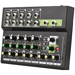 HUIOP 10-kanaals mengpaneel Digitale audiomixer Stereomicrofoon/lijnmixer met reverb en 48V fantoomvoeding voor opname DJ-netwerk Live-uitzending Karaoke,audiomixer