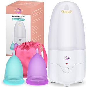 YTYOMUR Menstruatiecup Steamer Sterilisator met 2 herbruikbare menstruatiecups, Periode Cups Cleaner Wash Kit