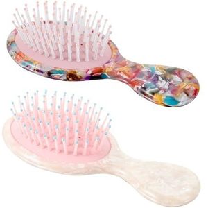 Mini reishaarborstel voor dames en heren, celluloseacetaat, kleine ontwarrende haarborstel voor nat en droog alle haartypes, glijden door klitten met gemakkelijke knopen zonder tranen of breuk (2