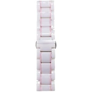 YingYou 20 Mm 22 Mm Stalen Keramische Band Compatibel Met Samsung Galaxy Watch4 5 40 Mm 45 44 Mm Pro Horlogeband Polsband Compatibel Met Huawei Riemarmband(Color:White and pink,Size:22mm)