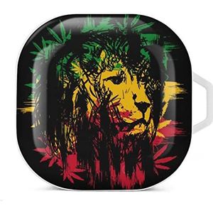 Rasta Lion Earbuds Case Compatibel met Samsung Hard Shell Beschermhoes Wit-Stijl