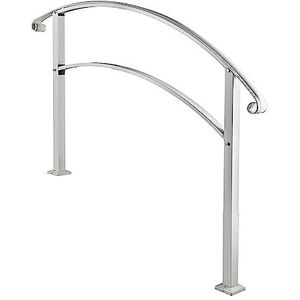 Smeedijzeren leuning Past op 1 of 5 treden met installatiekit Leuningen for buitentrappen Overgang Leuning Trapleuning Elektrisch, tuin- en handgereedschap(White 3Ft)