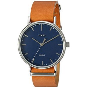 Timex Unisex-volwassen horloge TW2R26, tan/blauw, Minimalist