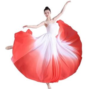 WJIAYAO Ballet Rok Elegante Gradiënt Ballet Rok Vrouwen Chiffon Flowy Lange Dancewear 360-720 Graden Klassieke Dans Kostuum Prestaties Maxi Rok, Rode Rok, 90cm (360 Degrees)