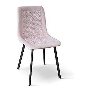 Mar.c.a. Design - Eettafelstoel, keukenstoel van metaal bekleed met stof, 4 stuks 43,5 x 47,5 x 88 H (roze)