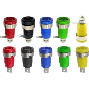 ZLGYGLEO 20 stuks 4 MM Bananenstekker 32A Jack Socket Paneel Montage Geïsoleerde Binding Post Connector Multimeter Socket Bananenkop Vrouwelijk (Kleur: CP Geel x 20 stuks)