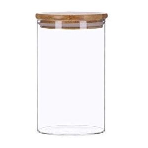 TALK-POINT Voorraaddozen van glas met bamboedeksel, voorraadpotten, glazen container, 350 ml - 2200 ml, luchtdicht, vaatwasmachinebestendig, mottenbestendig, 1000 ml