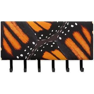 Oranje Monarch Butterfly Wings Sleutelhangers met 6 Haken Grote Wandmontage Sleutelhouder voor Entryway