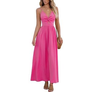 Chiffon baljurken voor dames, mouwloos, bruidsmeisjesjurken voor bruiloft, cocktailjurk, grote maten, roze (hot pink), 32