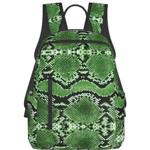 EdWal Leuke Luipaardprint Lichtgewicht Mode Casual Rugzak College Bag, Voor Outdoor Travel Business Work, Groene slangenhuid, Eén maat