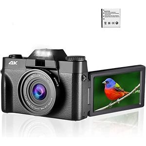 Videocamera Vlogcamera Recorder 48MP digitale camera 4K Vlog-camcorder 3.0""180° Flip Screen Selfie Digitale Webcam for Groothoek Macro Lens(64G TFCard,Only Camera)