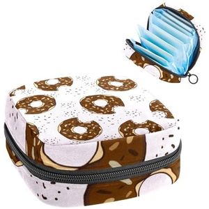Opbergtas voor maandverband, maandverband, menstruatiecup zakje, menstruatiezakorganizer voor vrouwelijke pads, tampons, chocolade donut